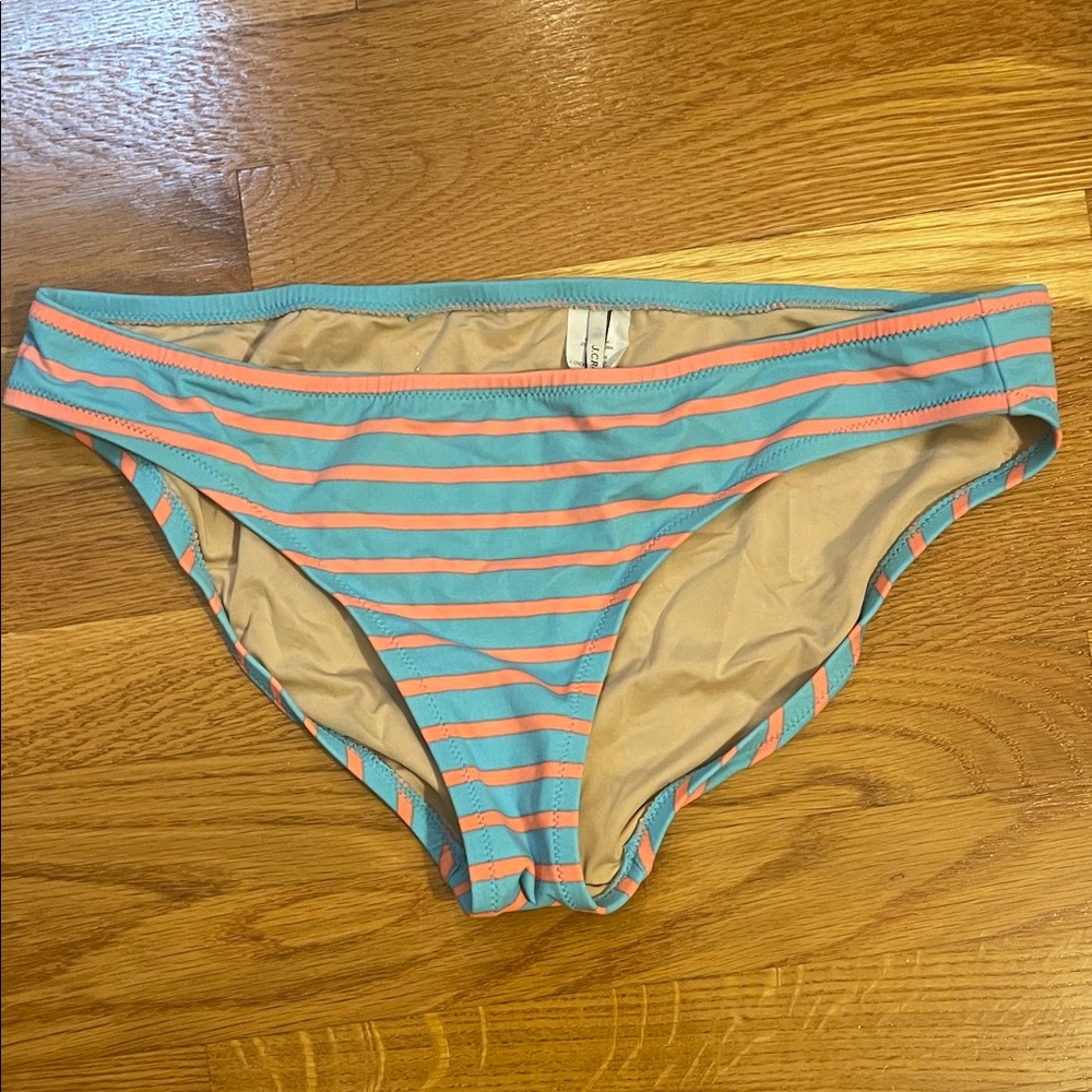 J.Crew Turquoise & Coral Striped Bikini Bottom